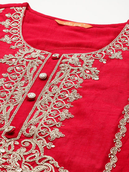Dhiyona IE Ethnic Motifs Embroidered Kurta with Trousers & With Dupatta