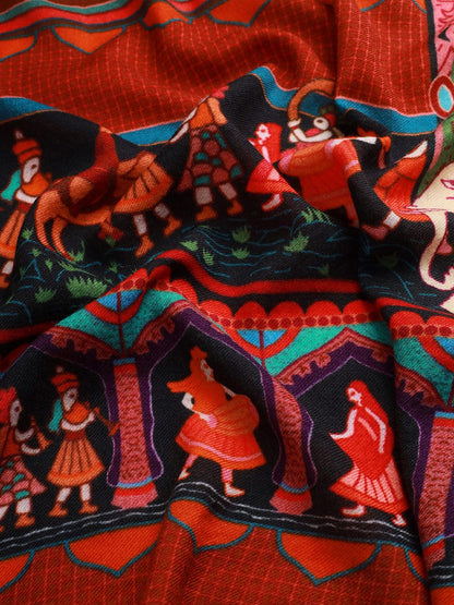 Dhiyona PA Women Brown Printed Pure Wool Shawl