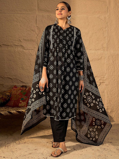 Women Ethnic Motifs Printed Pure Cotton Kurta with Trouser & Dupatta