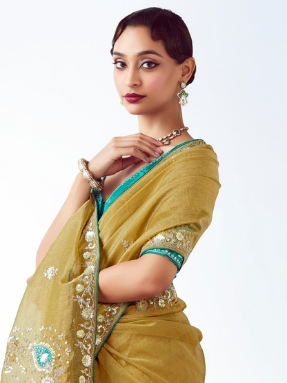 Dhiyona KM Women Yellow Silk Saree
