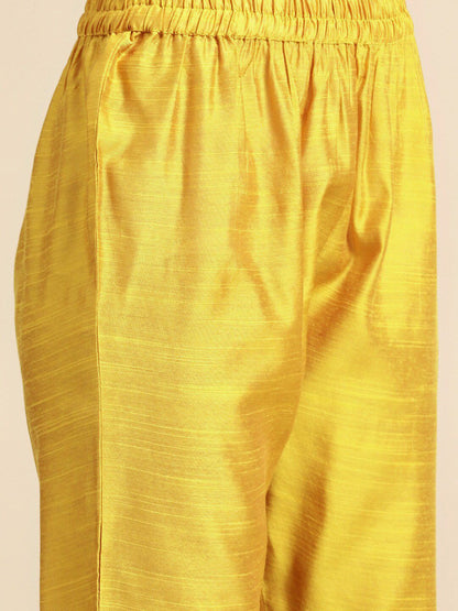 Dhiyona VA Women's Mustard Yellow Embroidered Sequinned Kurta Set with Dupatta