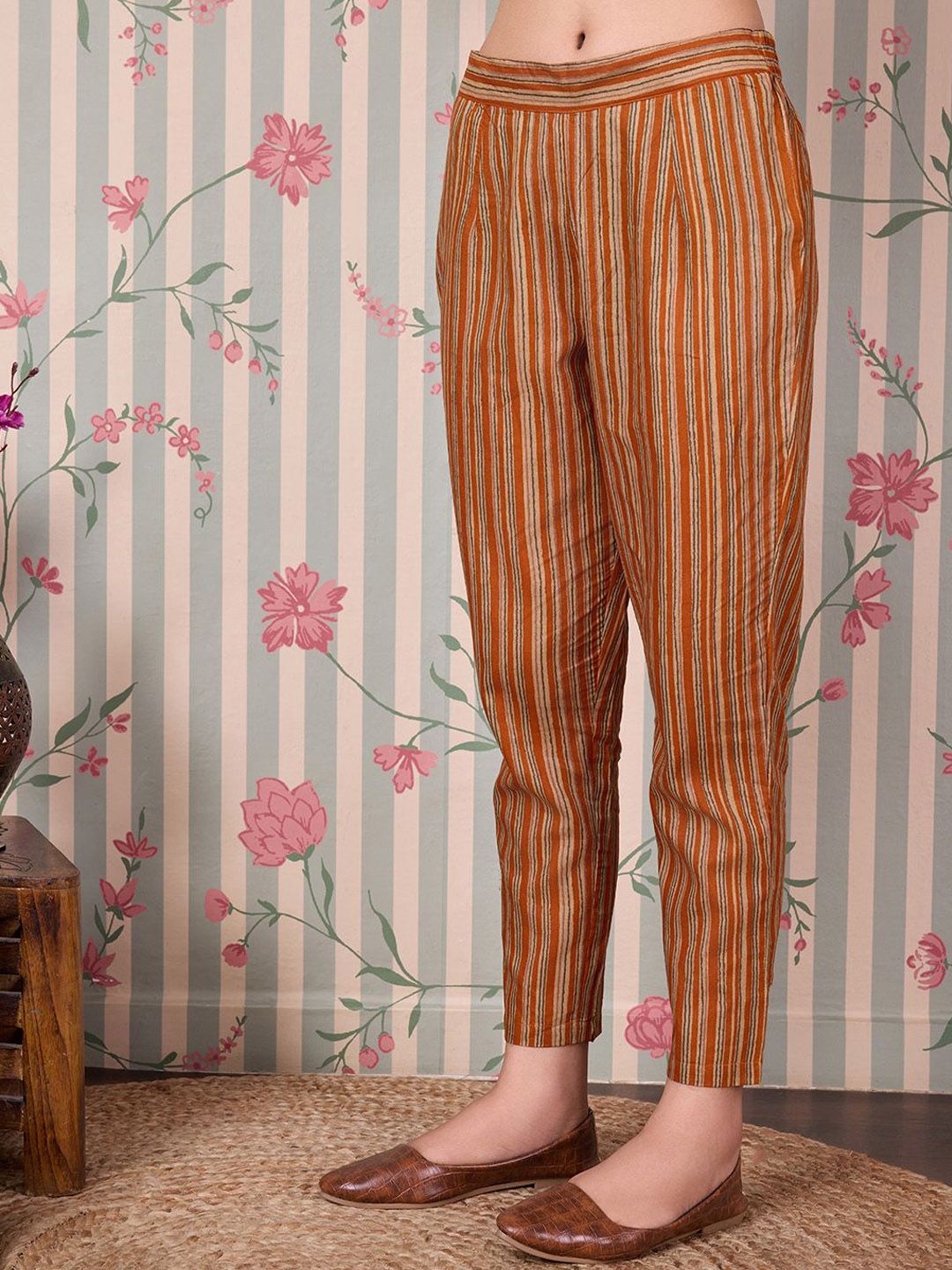 Dhiyona OD  Floral Printed Angrakha Pure Cotton Kurta with Trousers