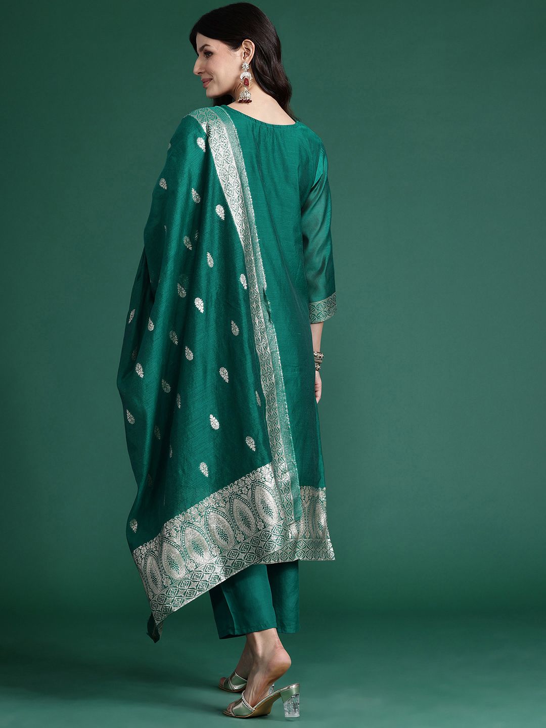 Dhiyona IE Ethnic Motifs Woven Design Kurta with Trousers & With Dupatta