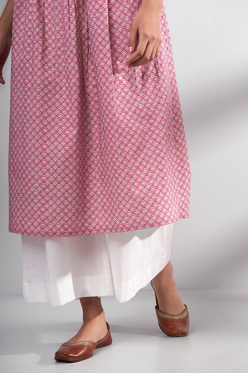 Women's Pink Premium Cotton Printed Kurta With Cotton Bottom