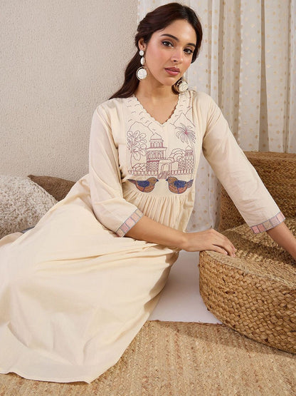 Dhiyona IE Women Quirky Embroidered Kurta with Trousers