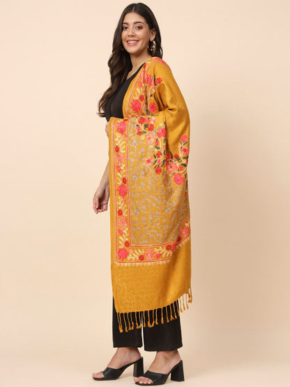 Dhiyona PA Ethnic Motifs Embroidered Shawl