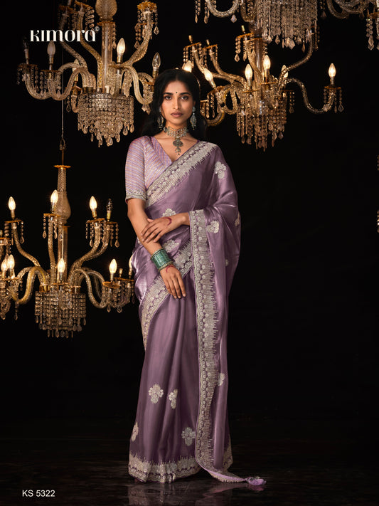 Dhiyona KM Women The Royal Grace Purple Kanjivaram Silk Saree