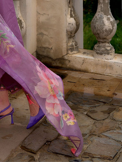 Women Floral Embroidered Regular Thread Work Kurta with Trousers & With Dupatta