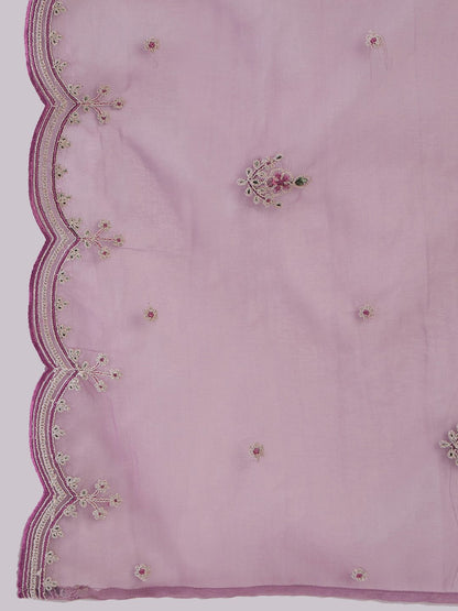 Floral Embroidered Round Neck Thread Work Kurta with Trousers & Dupatta