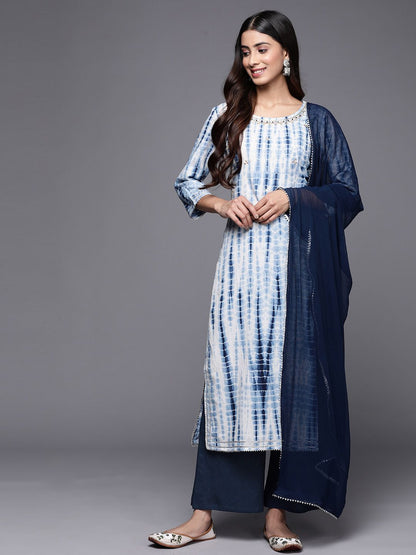 Dhiyona VA Women's Dyed Pure Cotton Kurta With Palazzos & With Dupatta