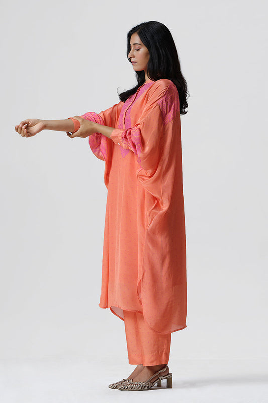 Women's Fusion Coral and Magenta Viscose Crepe Co-ord Set