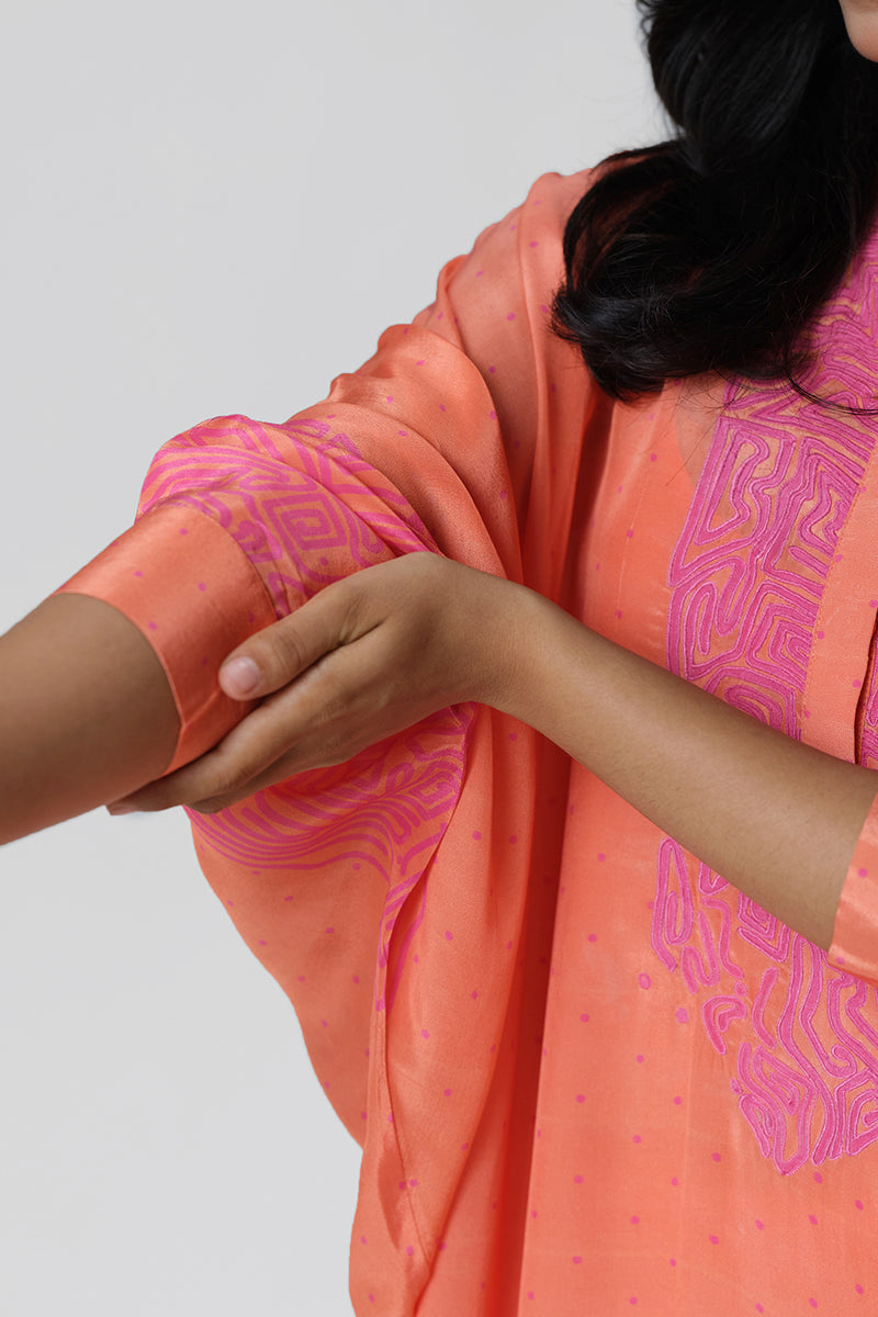 Women's Fusion Coral and Magenta Viscose Crepe Co-ord Set