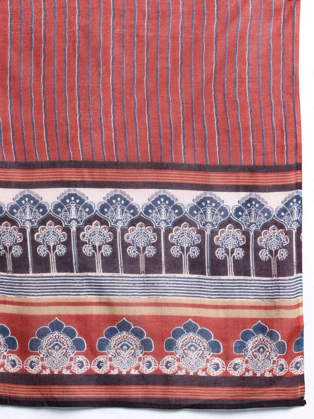 Dhiyona IE Women Striped Regular Mirror Work Pure Cotton Kurta with Trousers & With Dupatta