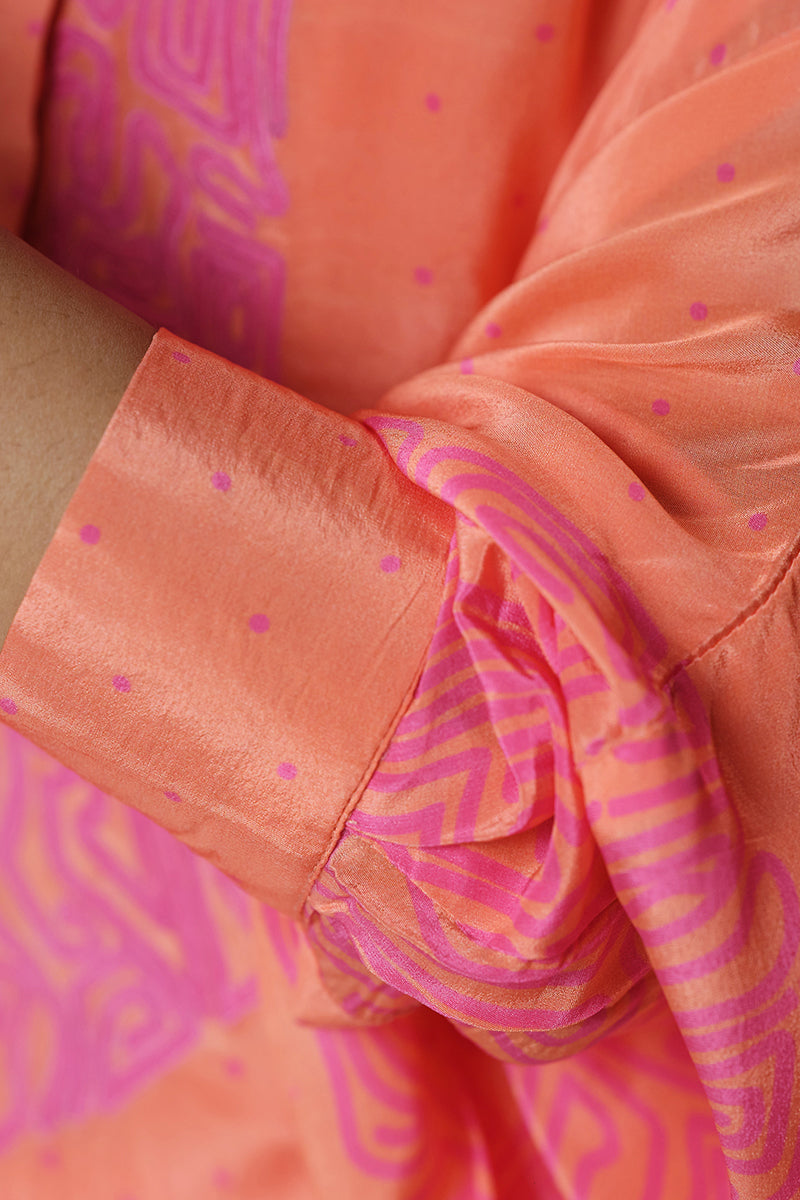 Women's Fusion Coral and Magenta Viscose Crepe Co-ord Set