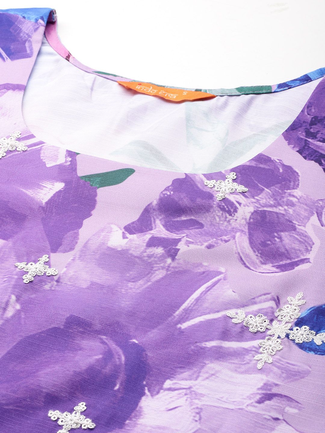 Floral Printed Thread Work Kurta with Trousers & Dupatta