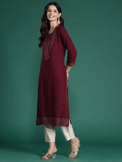 Dhiyona IE Pack of 2 Floral Foil Printed Sequined Kurta