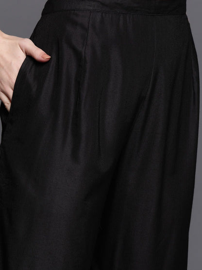 Dhiyona IE Women Black Ethnic Motifs Yoke Design Kurta with Sharara & Dupatta