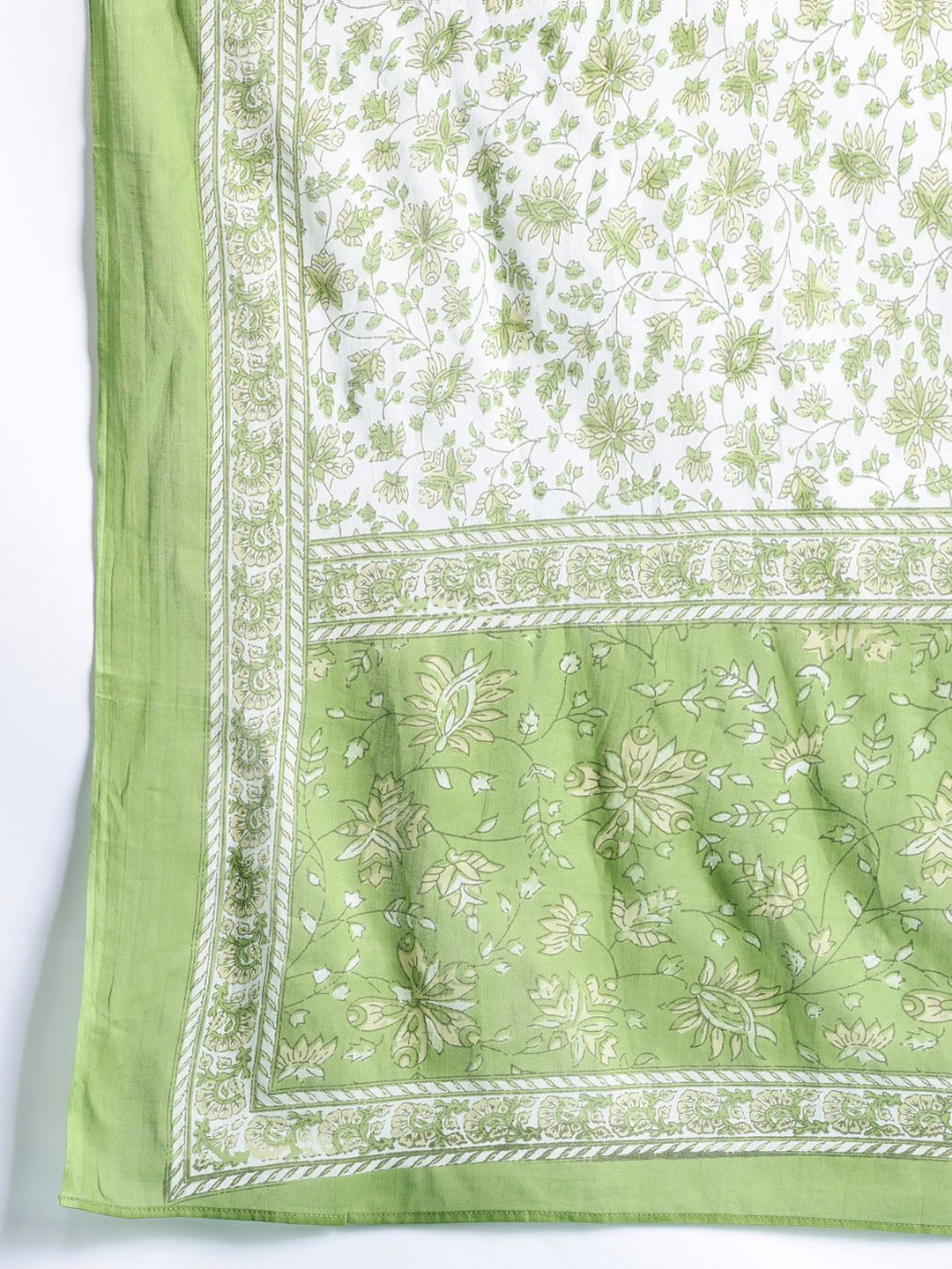 Dhiyona IE Women Floral Printed Pure Cotton Kurta with Trousers & With Dupatta