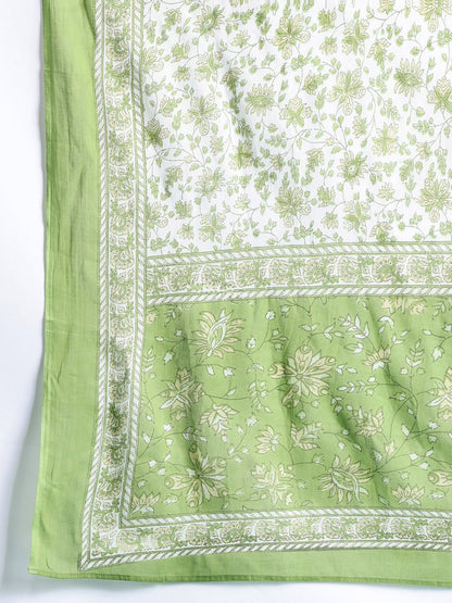 Dhiyona IE Women Floral Printed Pure Cotton Kurta with Trousers & With Dupatta