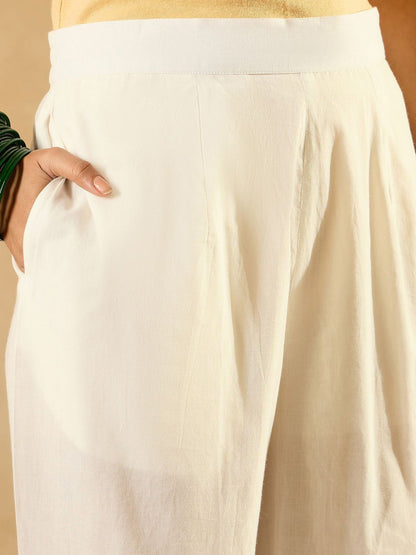 Floral Printed Empire Sequinned Pure Cotton A-Line Kurta With Trousers & Dupatta