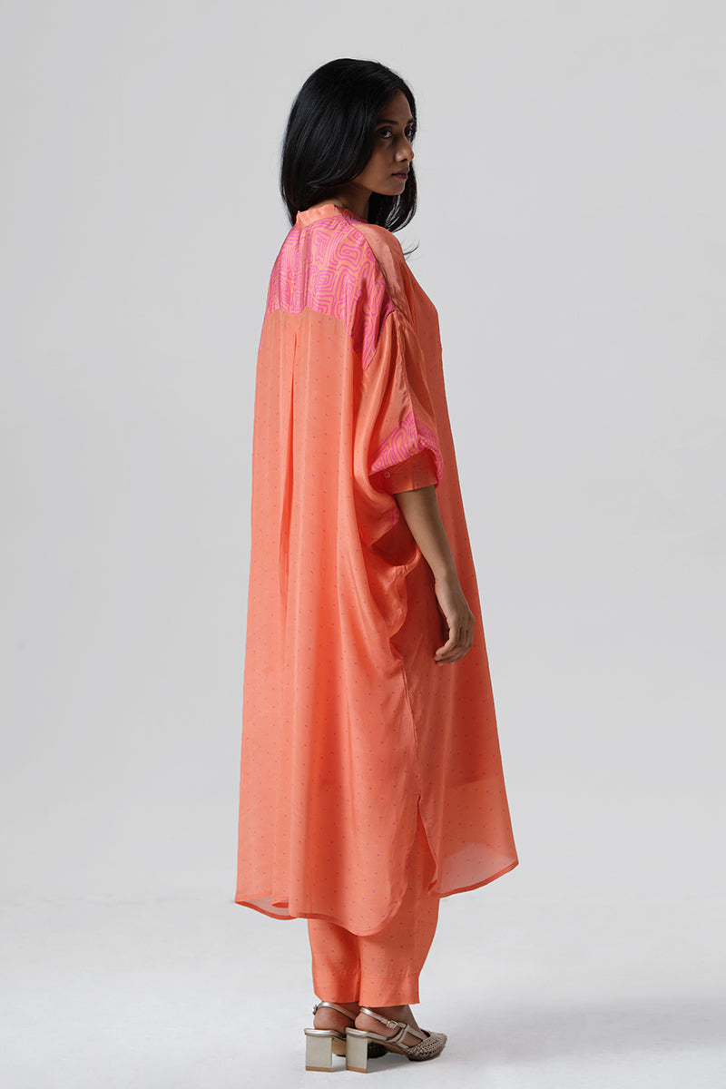 Women's Fusion Coral and Magenta Viscose Crepe Co-ord Set