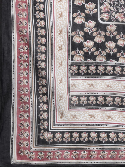 Dhiyona IE Women Floral Printed Angrakha Pure Cotton Kurta with Trousers & With Dupatta