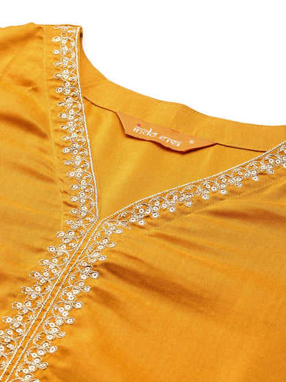 Paisley Embroidered Sequinned Kurta with Trousers & With Dupatta