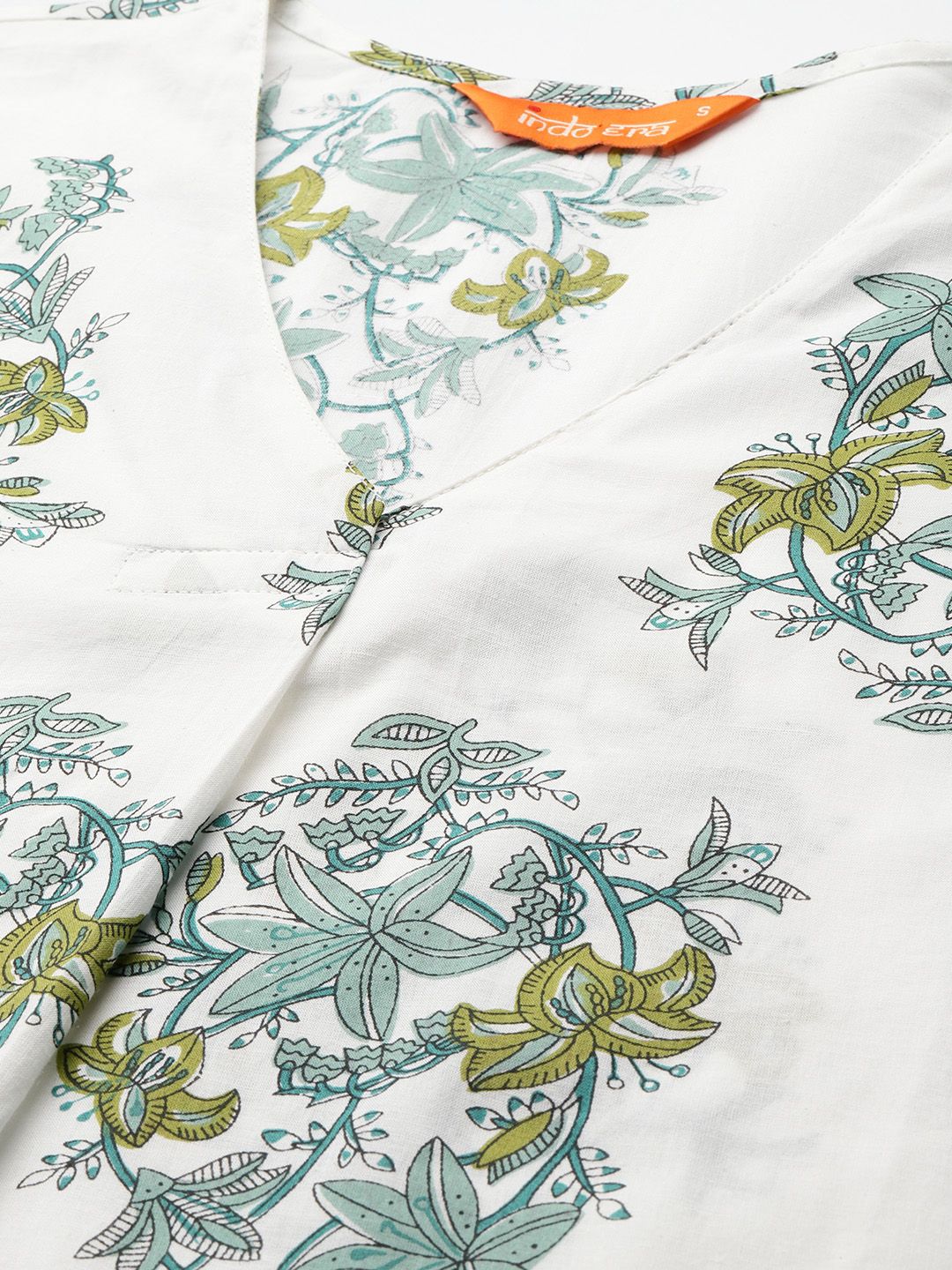 Floral Printed Pleated Pure Cotton Kurta with Trousers