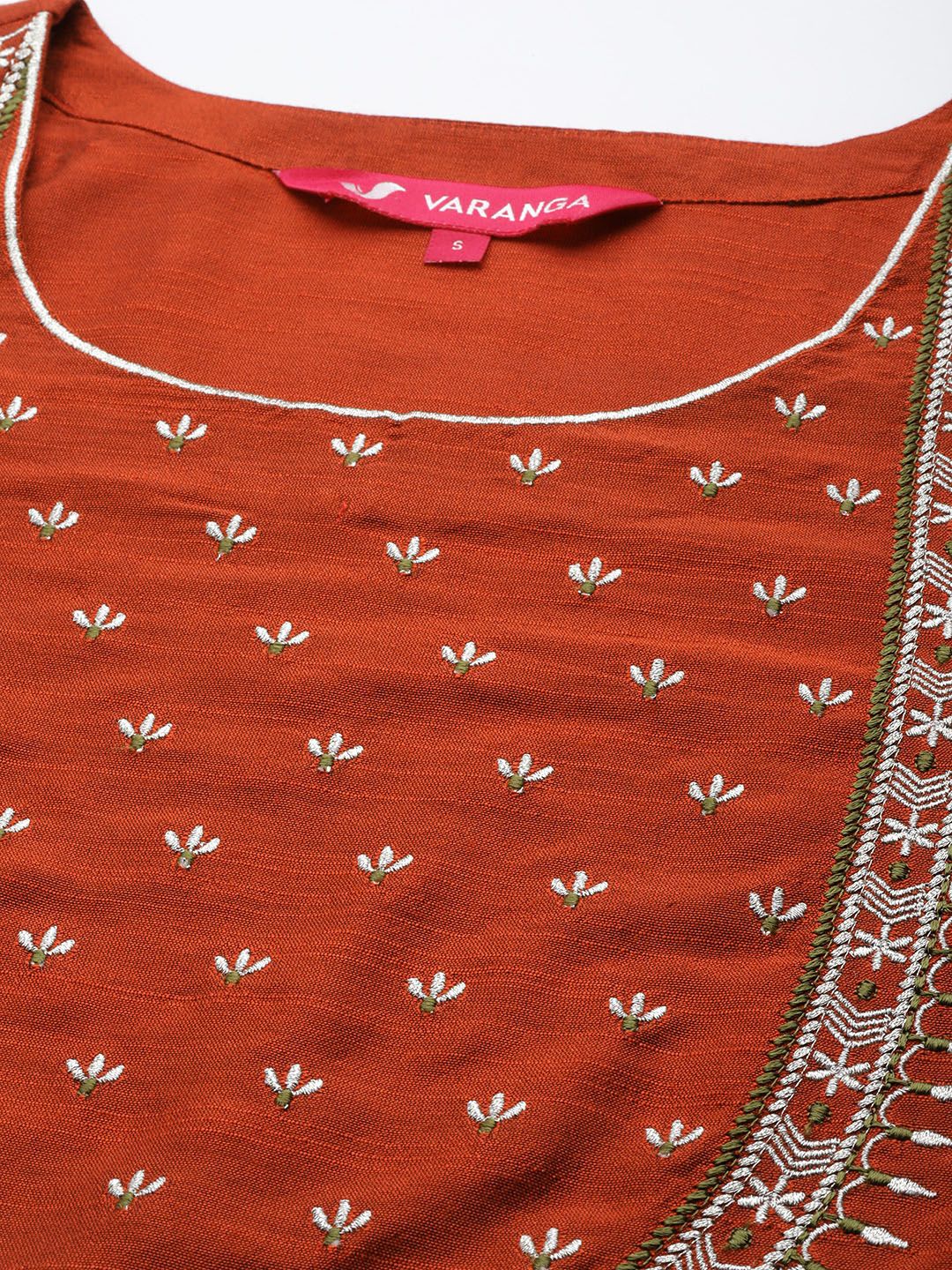 Dhiyona VA Women's Maroon Yoke Embroidered Kurta with Trouser & Printed Dupatta