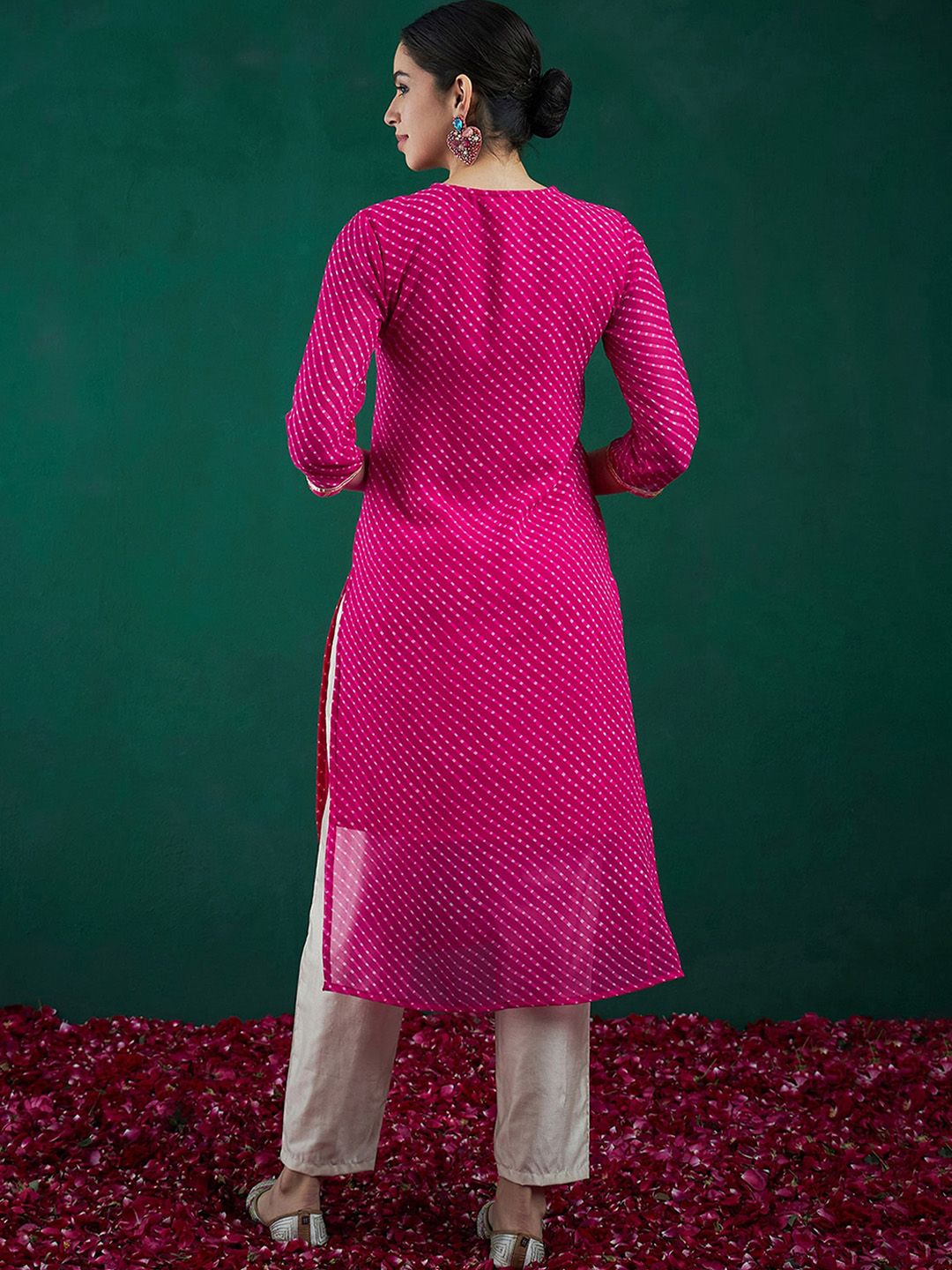 Dhiyona IE Leheriya Printed Thread Work Straight Kurta