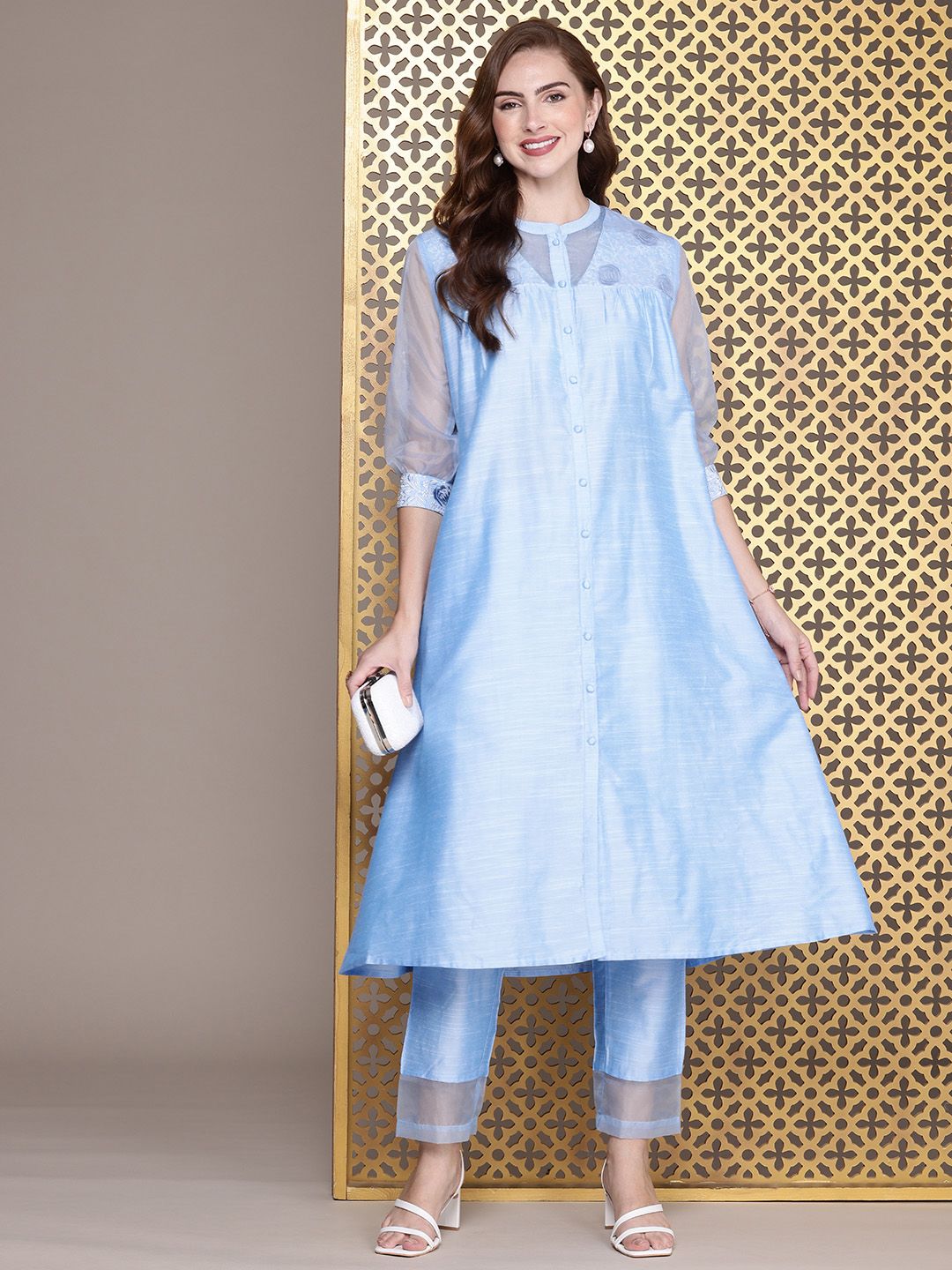 Dhiyona PD Women Regular Thread Work Jashn Kurta With Trousers