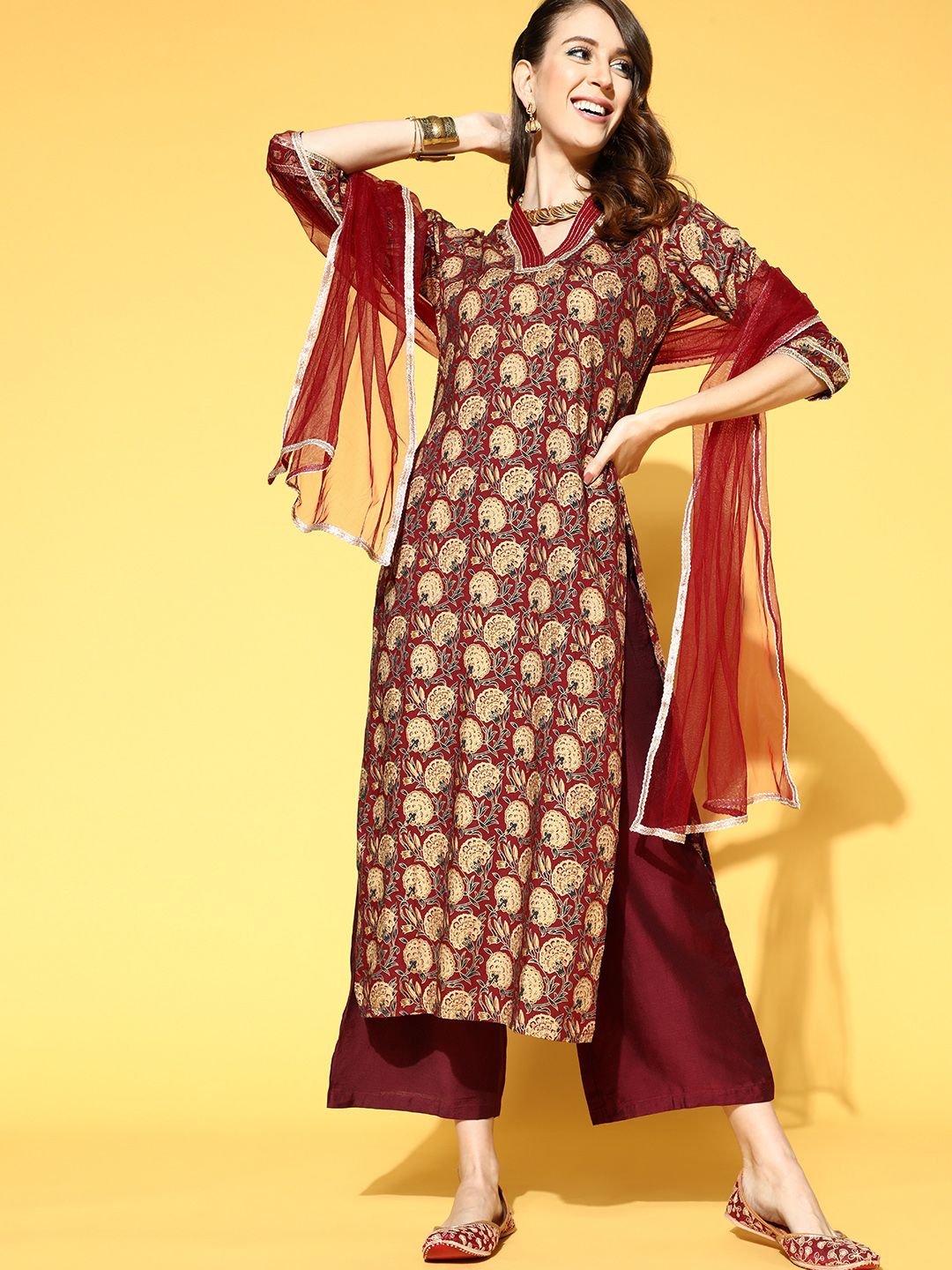 Floral Cotton Blend Kurta Set