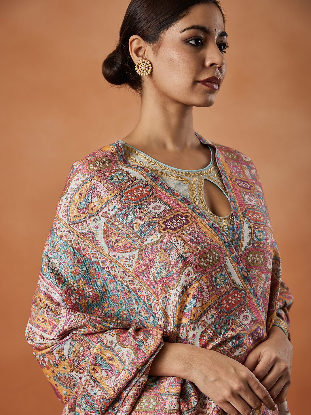 Dhiyona PA Ethnic Motifs Woven Design Shawl
