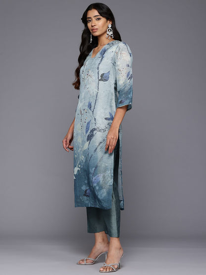 Dhiyona VA Women'sFloral Printed Regular Gotta Patti Kurta With Trousers & Dupatta