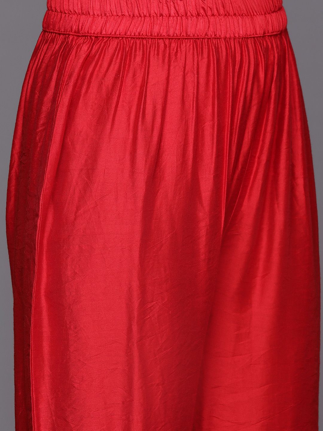 Dhiyona VA Women'sRed Bandhani printed A line Kurta with Trouser and Dupatta