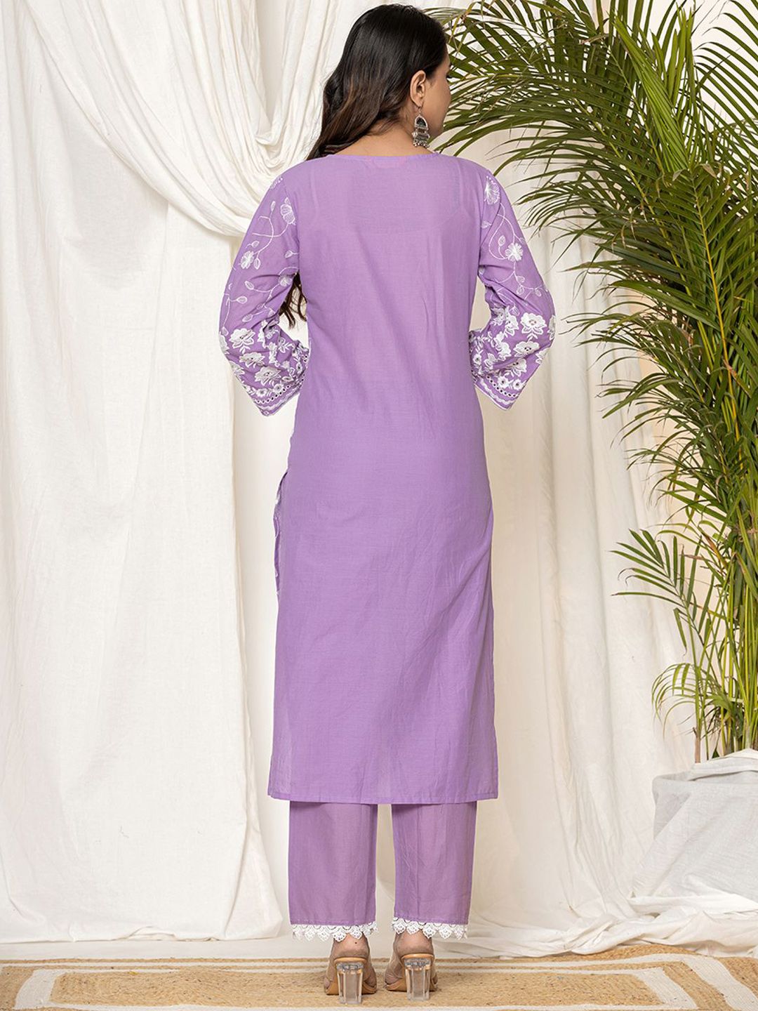 Dhiyona IE Women Ethnic Motifs Embroidered Pure Cotton Kurta Trousers & Dupatta