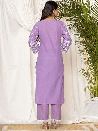 Dhiyona IE Women Ethnic Motifs Embroidered Pure Cotton Kurta Trousers & Dupatta