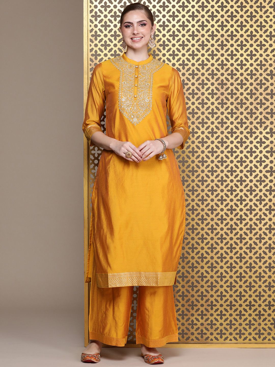 Dhiyona PD Women Jashn Ethnic Motifs Embroidered Kurta with Palazzos