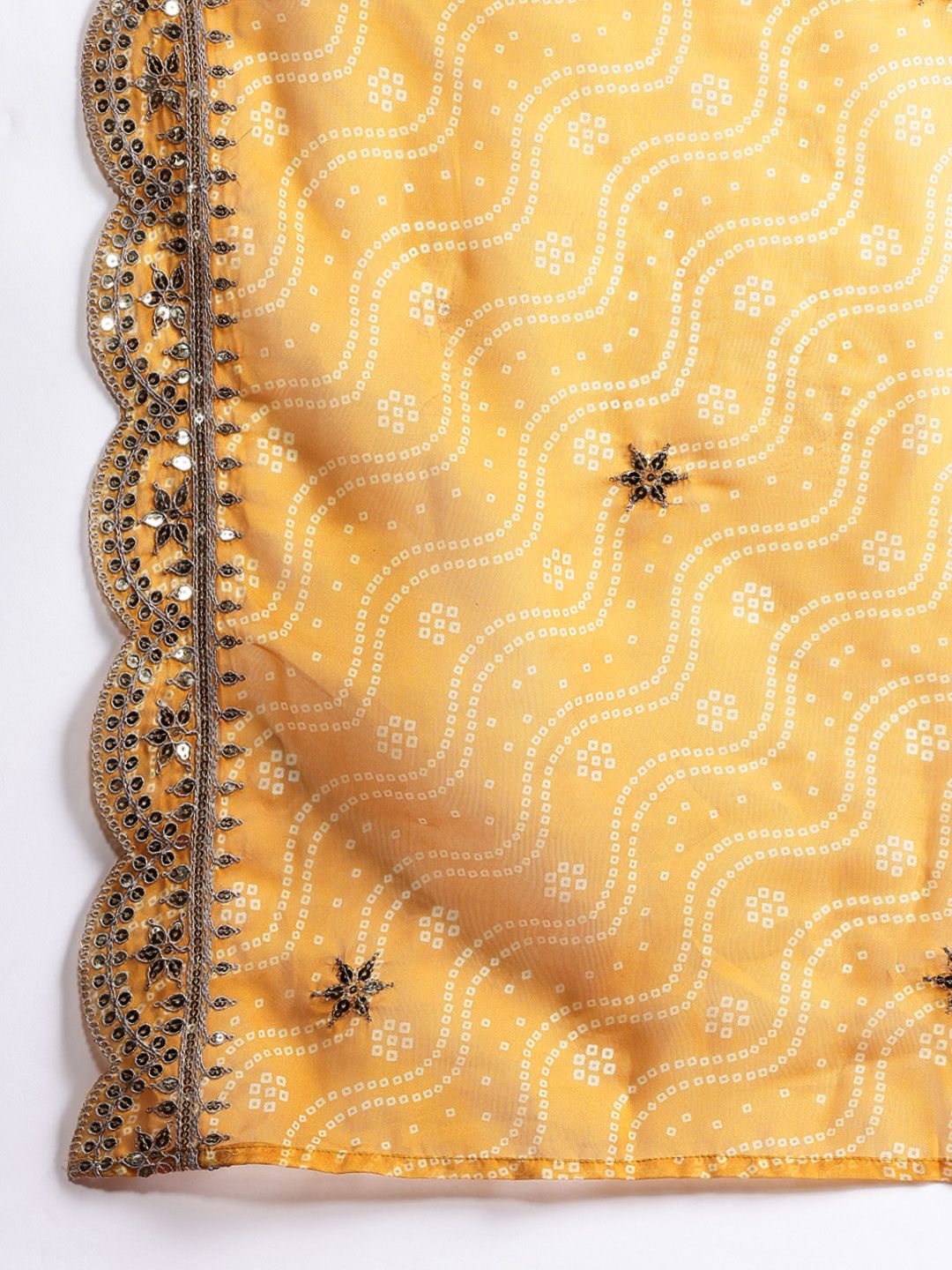 Ethnic Motifs Yoke Design Zari Kurta With Trousers & Dupatta