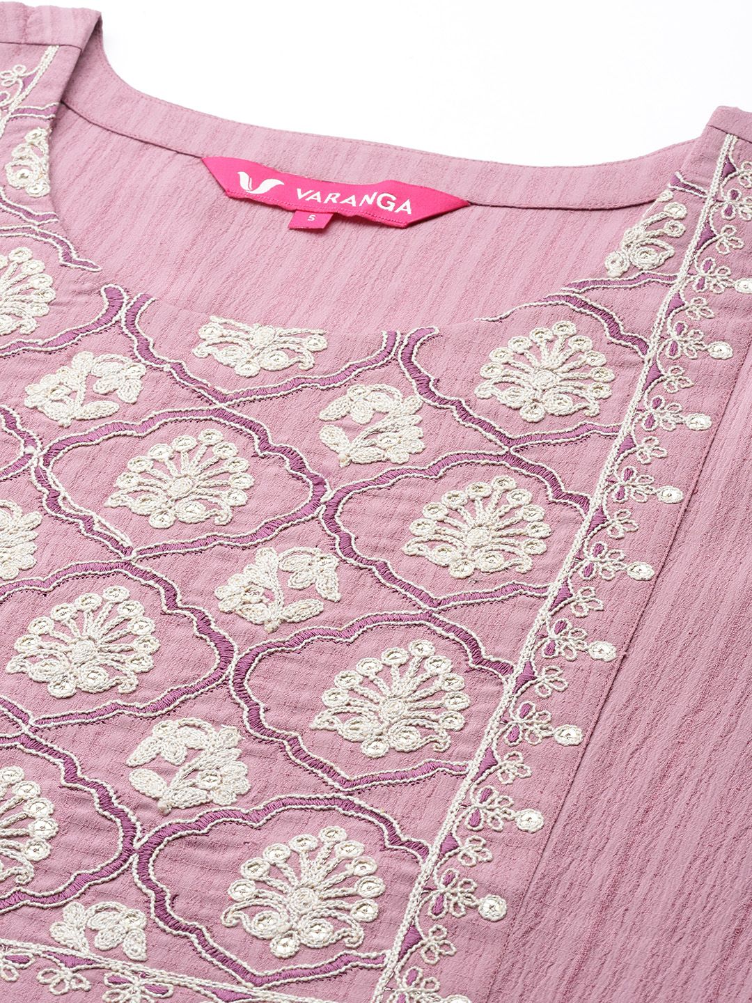 Dhiyona VA Women's Mauve Ethnic Motifs Yoke Design Kurta with Trousers & With Dupatta