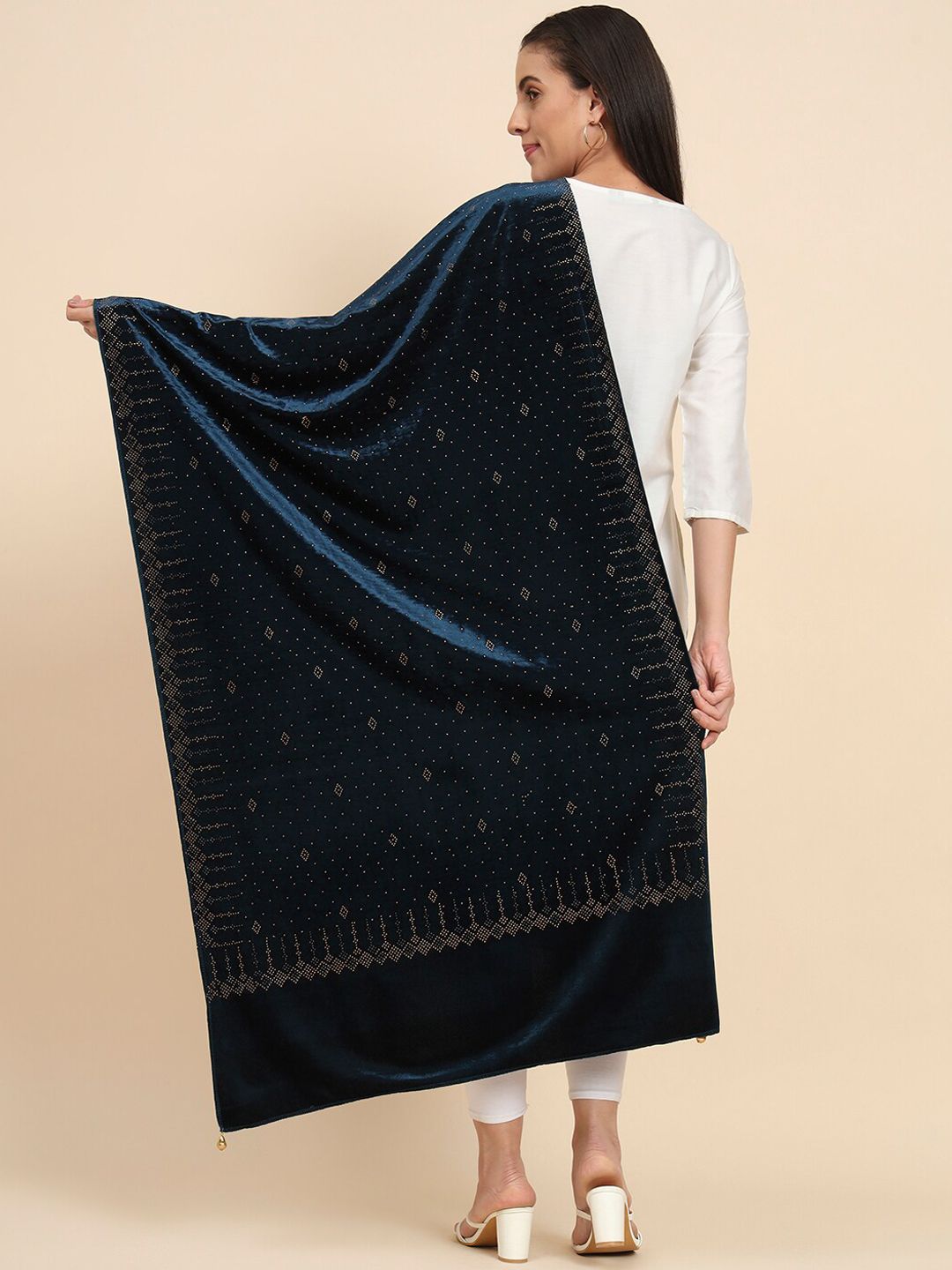 Dhiyona PA Crystal Work Velvet Shawl