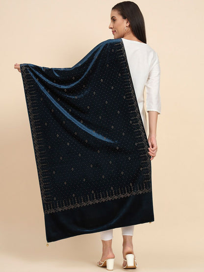 Dhiyona PA Crystal Work Velvet Shawl