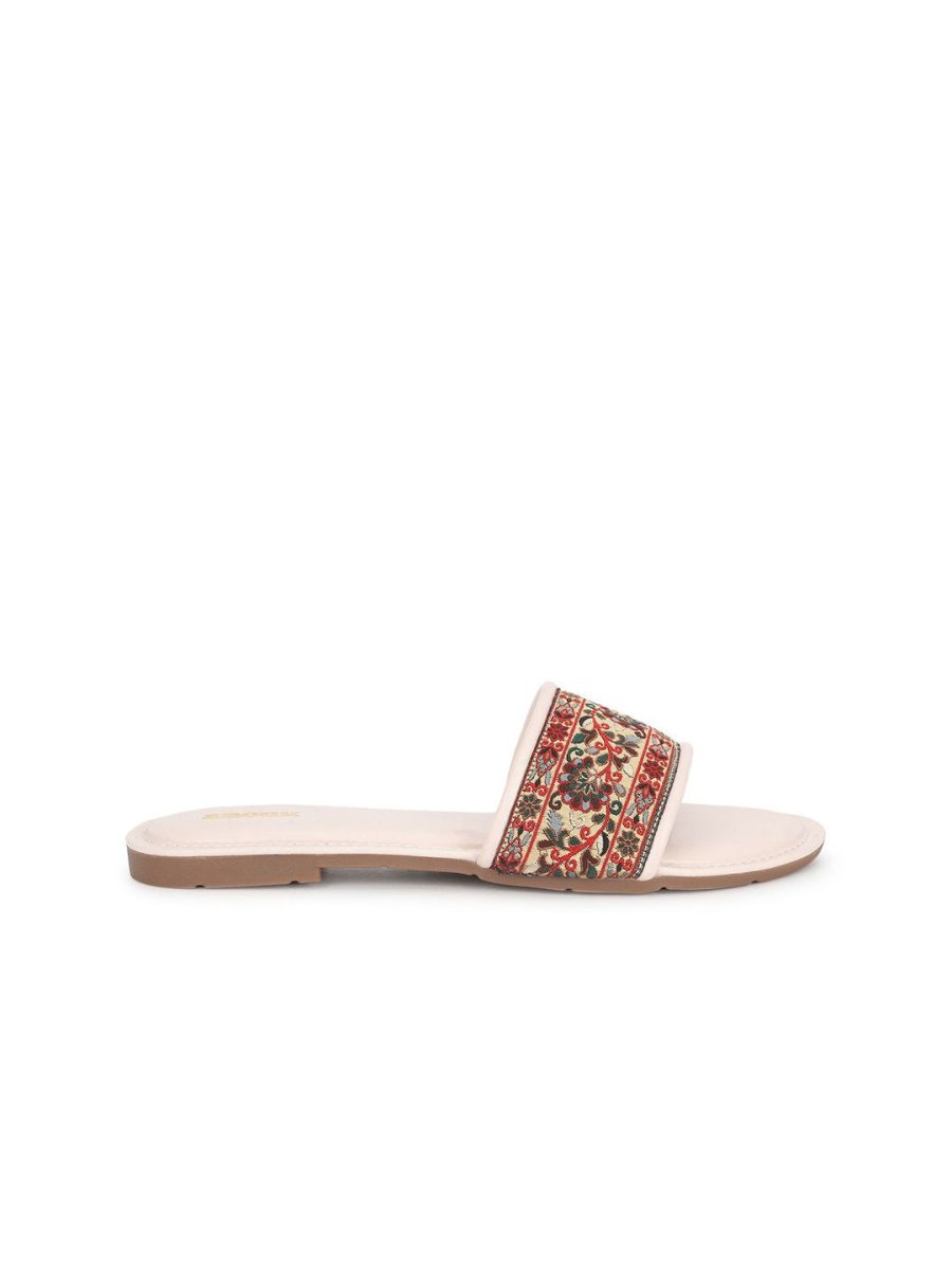 Dhiyona AK Women Woven Design Embroidered Open Toe Flats