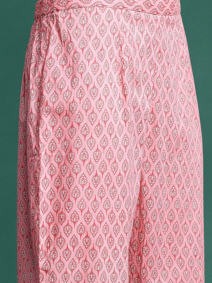 Ethnic Motifs Printed Angrakha Pure Cotton Kurta With Trousers & Dupatta