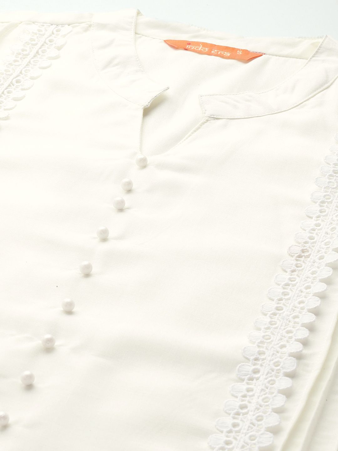 Floral Embroidered Panelled Beads and Stones Kurta with Trousers