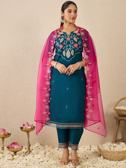 Dhiyona IE Women's Women Ethnic Motifs Printed Kurta with Trousers & Dupatta