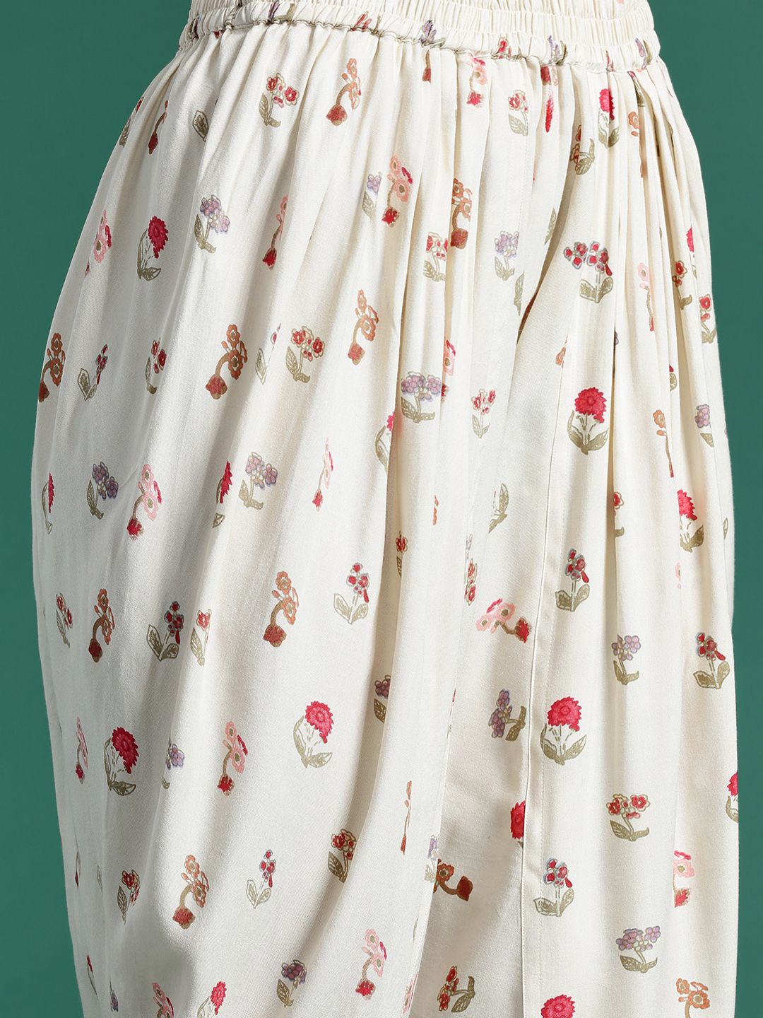 Floral Printed Regular Fusion Kurta with Dhoti Pants