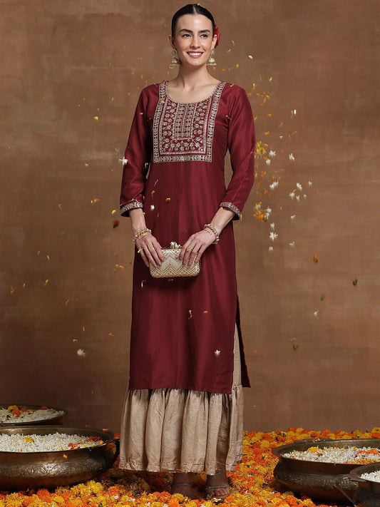 Dhiyona IE Ethnic Motifs Embroidered A-line Kurta
