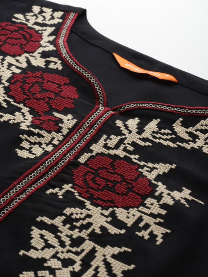 Dhiyona IE Floral Embroidered Thread Work Kurta