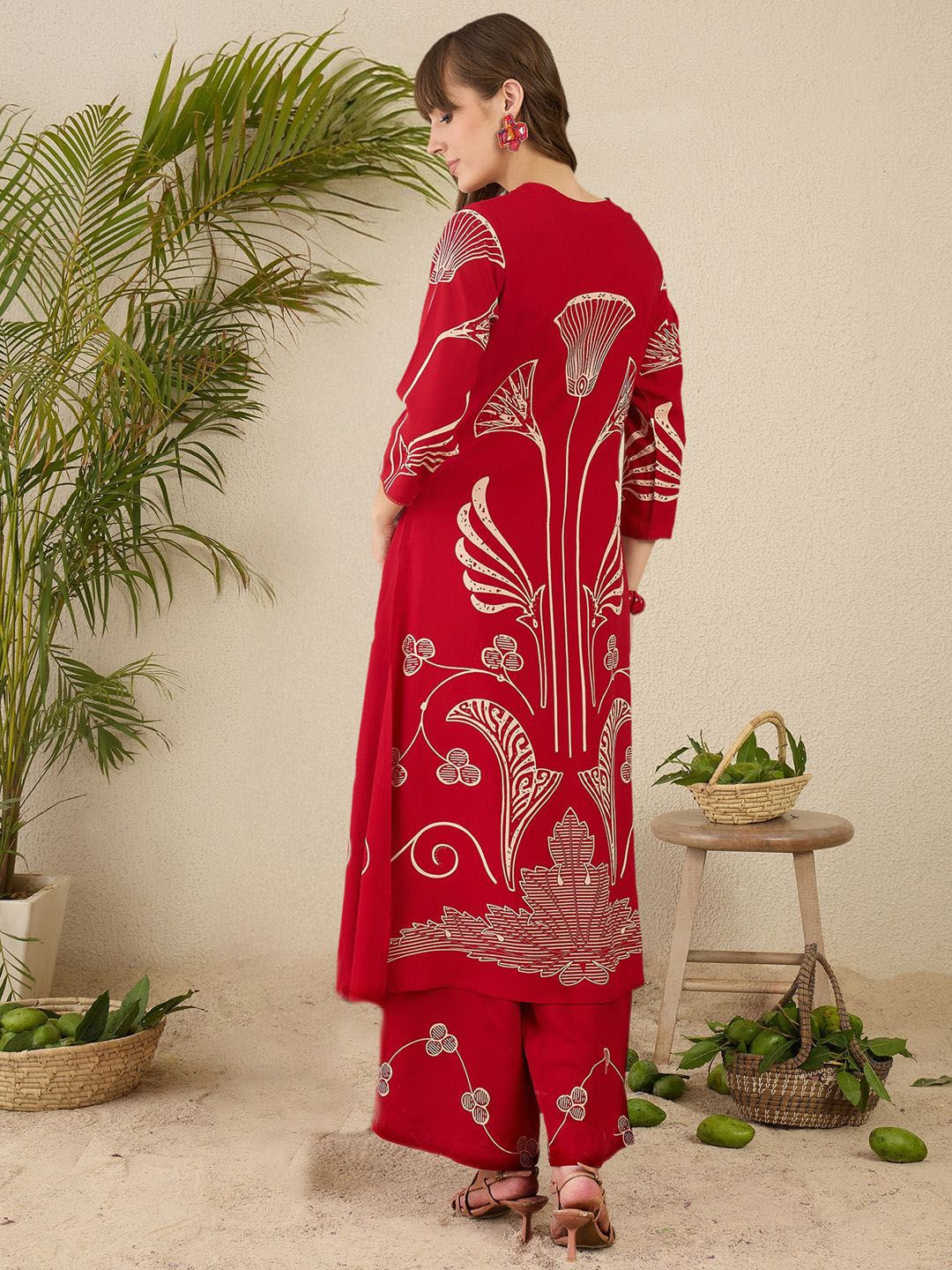 Dhiyona IE Indo era Printed Straight Tunic & Trousers Co-Ord Set